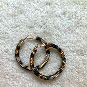 INC MACY’S BRAND LARGE CRYSTAL LEOPARD EARRINGS